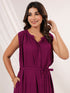Janasya Women's Wine Rayon Solid A line Dress
